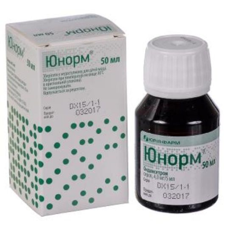 ЮНОРМ® сироп 4,0 мг/5 мл по 50 мл у флаконі, по 1 флакону з мірним пристроєм у пачці